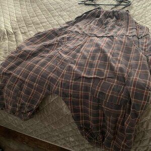 Magnolia Pearl Tanie Jane Plaid Overalls - Rare Retired Criss-Cross